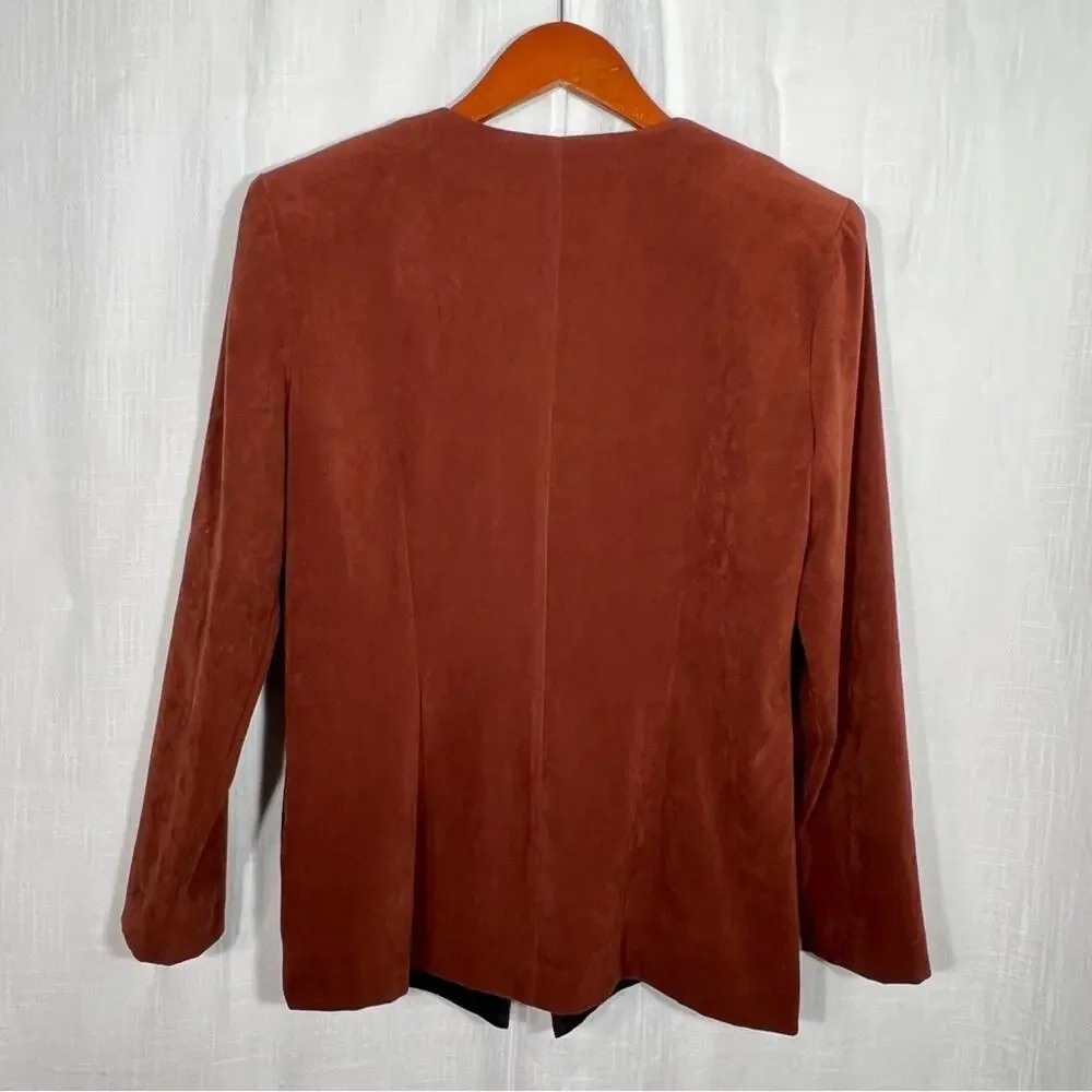 Vintage DJ Summers 90s Mod Retro‎ Faux Suede Button Front Blazer Size 10P